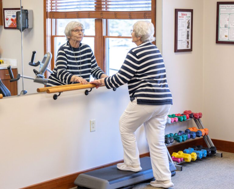 Photo of resident stretching